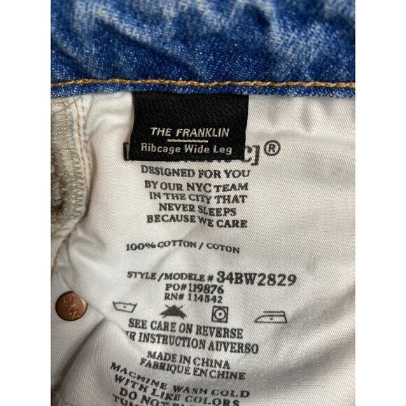 NWT BLANK NYC JEANS 33 THE FRANKLIN RIBCAGE WIDE LEG RIPPED BAGGY BLUE LIGHTS - Picture 5 of 12